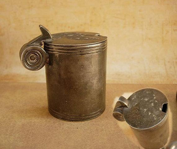 1800's Sheffield lidded mustard pot Walker & Hall with silver hallmarks
