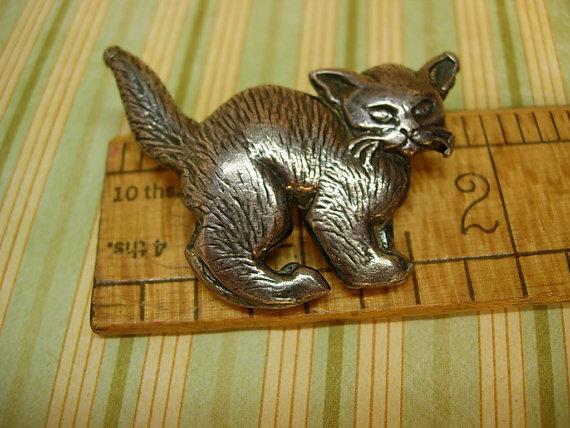 Vintage Napier sterling brooch Halloween cat signed brooch