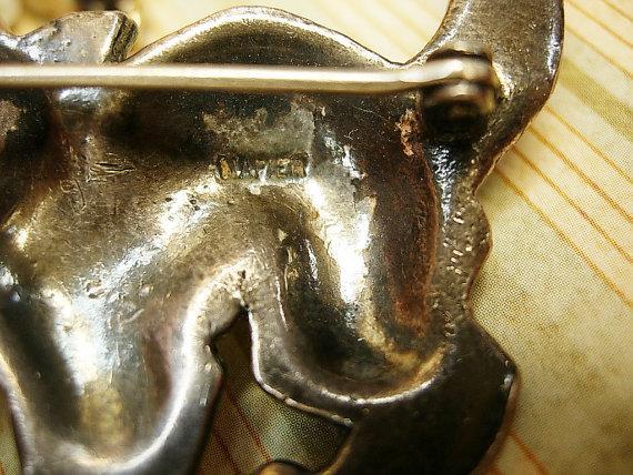 Vintage Napier sterling brooch Halloween cat signed brooch