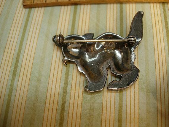 Vintage Napier sterling brooch Halloween cat signed brooch