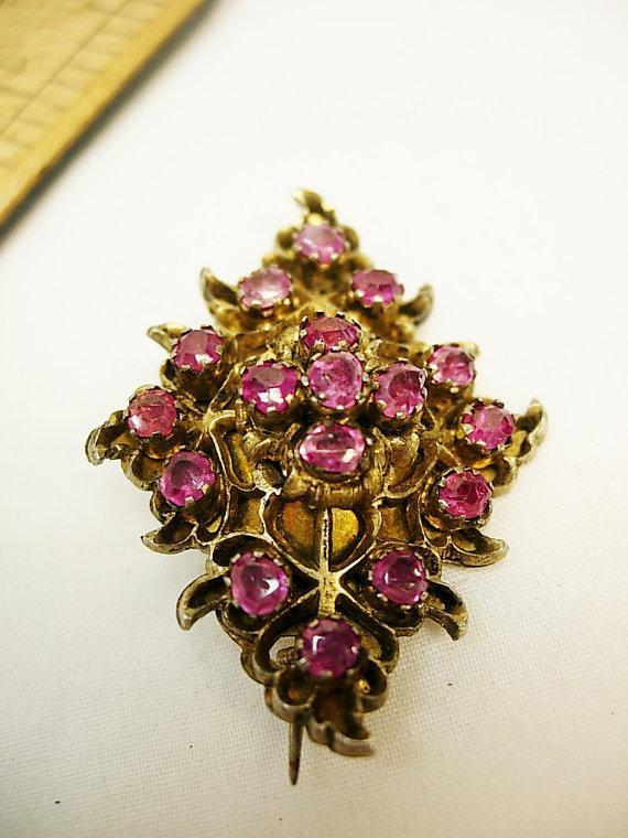 ANtique Ruby Brooch 13cts 1880 period piece Rare beauty