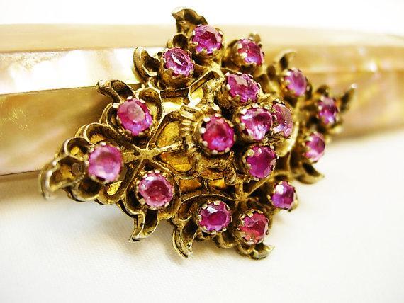 ANtique Ruby Brooch 13cts 1880 period piece Rare beauty