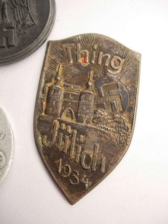 Lot Vintage Russian Front Nazi Medal Thing Julich 1934 Pinback NOWA Hamburg 39