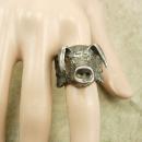 14gm STERLING Ring bizarre WILD BOAR PIG figural wings