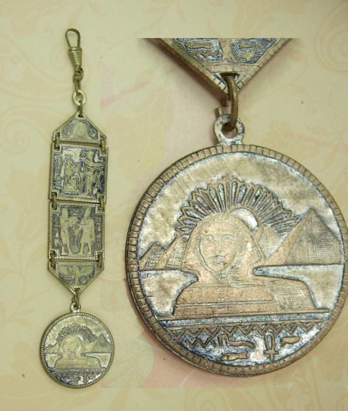VIntage Grand tour Fob Egyptian Revival enamel watch fob
