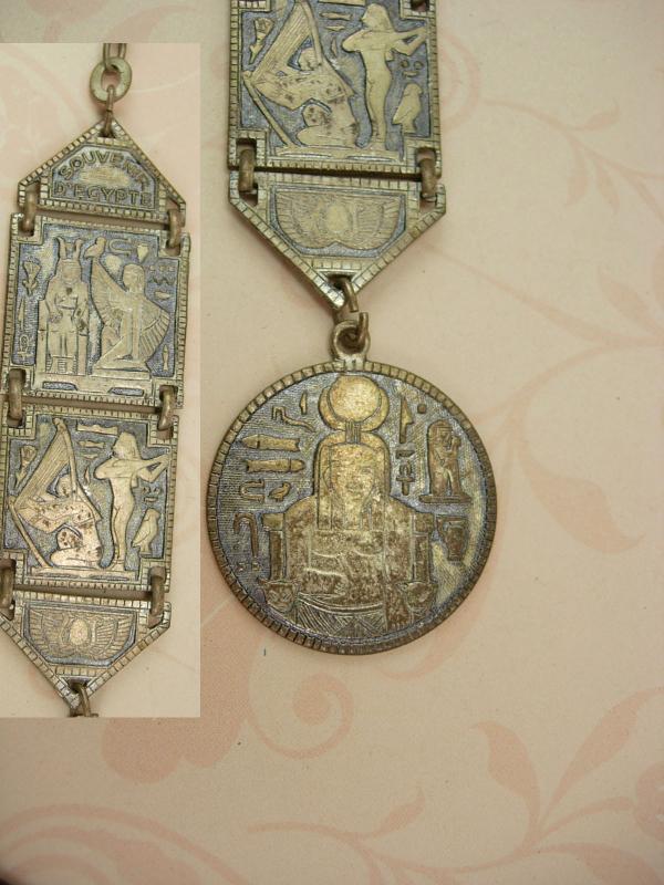 VIntage Grand tour Fob Egyptian Revival enamel watch fob