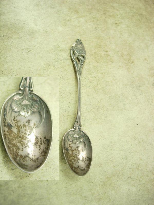 Antique memorial Calla lily Sterling demitasse Spoon