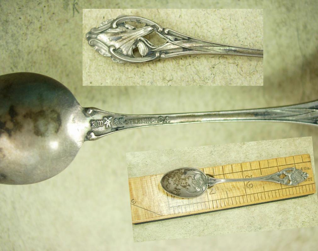 Antique memorial Calla lily Sterling demitasse Spoon