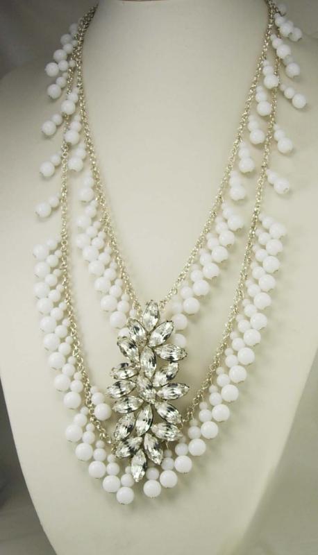 Dramatic Rhinestone wedding Bib necklace HUGE centerpiece chandelier drops