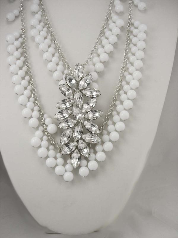 Dramatic Rhinestone wedding Bib necklace HUGE centerpiece chandelier drops