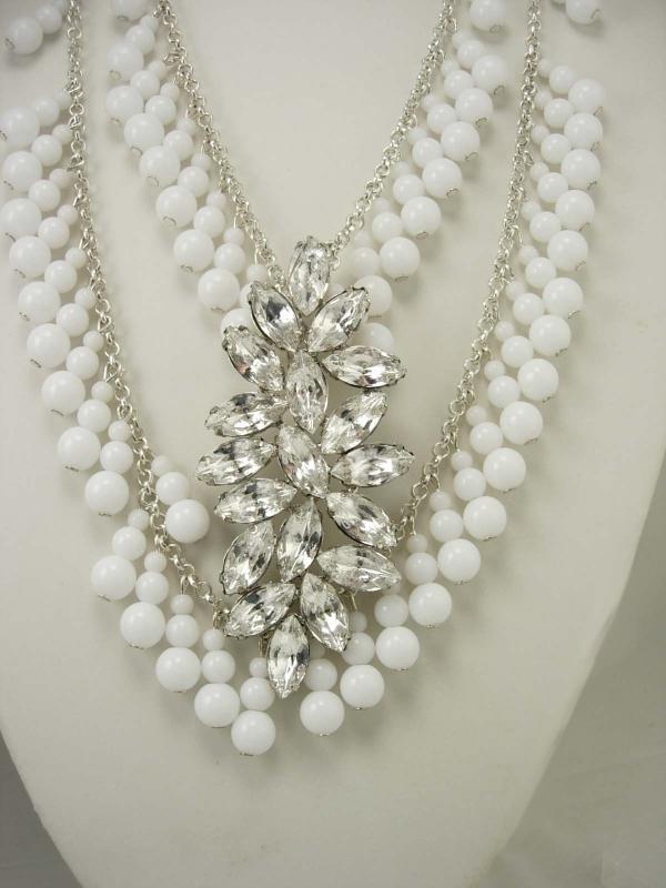 Dramatic Rhinestone wedding Bib necklace HUGE centerpiece chandelier drops