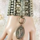 Vintage Rosary bracelet Medieval sacred heart Religious medal fob