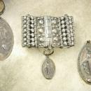 Vintage Rosary bracelet Medieval sacred heart Religious medal fob