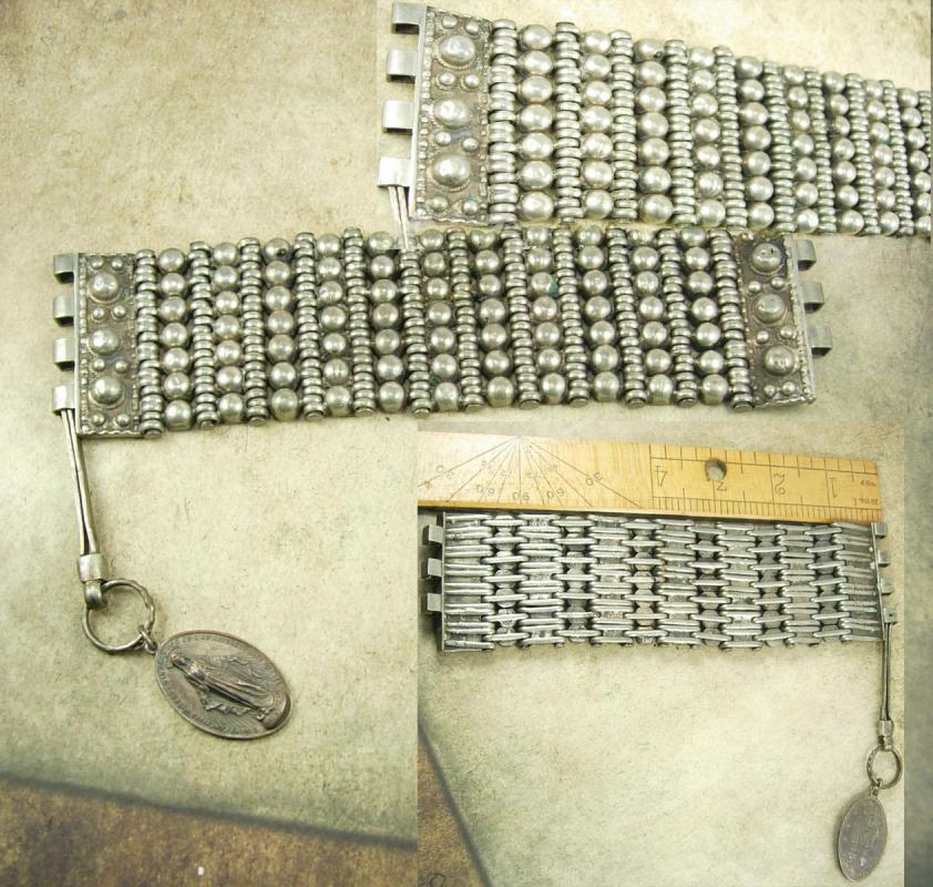 Vintage Rosary bracelet Medieval sacred heart Religious medal fob