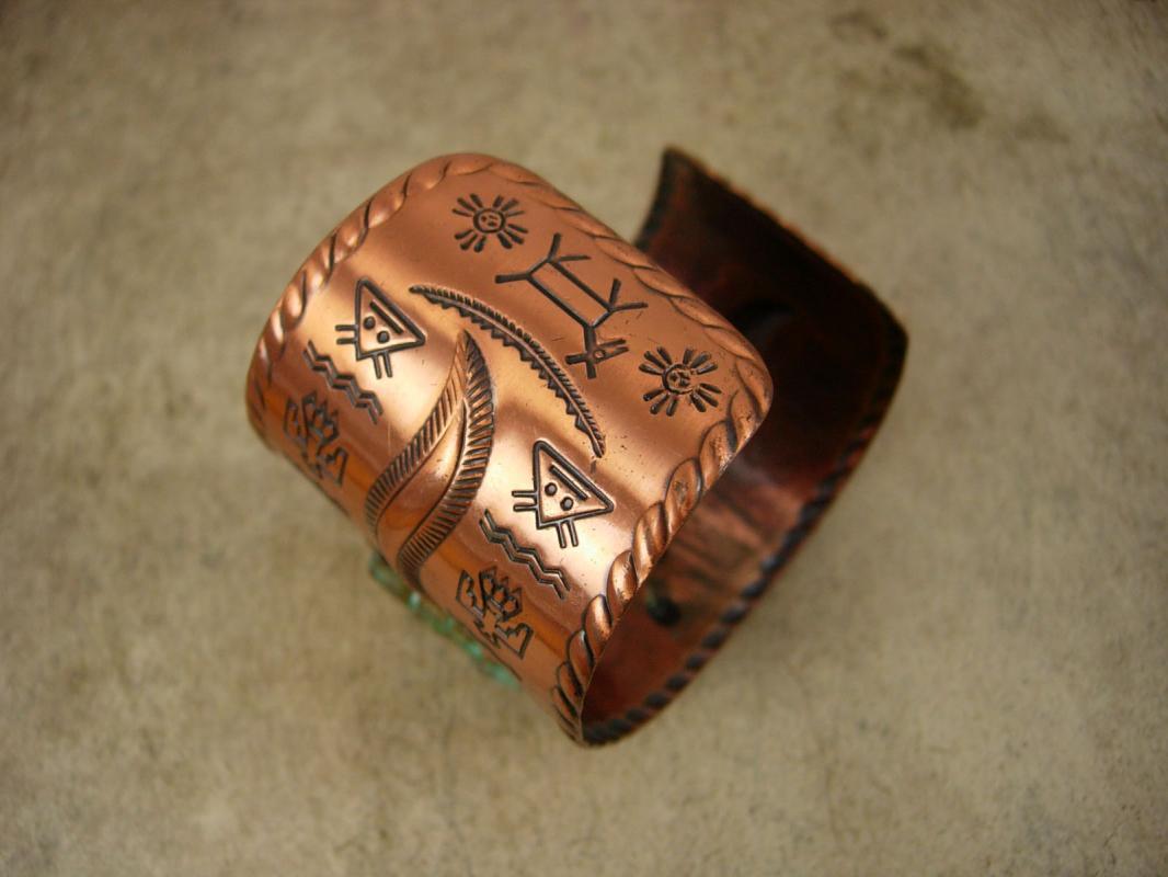 HUge Gothic Lion Cuff Bracelet Distressed Lion with copper band