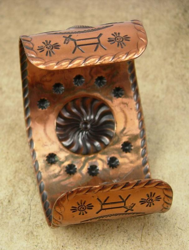HUge Gothic Lion Cuff Bracelet Distressed Lion with copper band