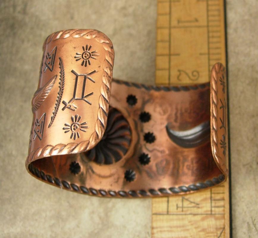 HUge Gothic Lion Cuff Bracelet Distressed Lion with copper band