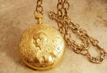 Minerva GOddess pocketwatch Locket Watch chain necklace hidden compartment
