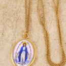 Antique Icon necklace 1830 Hungarian Enamel Miraculous Portrait GOLD Vintage Sacred Heart