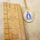 Antique Icon necklace 1830 Hungarian Enamel Miraculous Portrait GOLD Vintage Sacred Heart