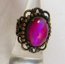 1920's vintage jelly opal RIng heavy filigree dragons breath size 6