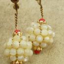 Antique Victorian Coral earrings and brooch Mother of pearl chandelier drops Genuine coral