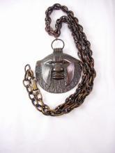 Vintage Bizarre bronze Face Necklace Hand wrought animal human