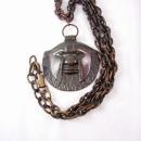 Vintage Bizarre bronze Face Necklace Hand wrought animal human