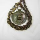Vintage Bizarre bronze Face Necklace Hand wrought animal human