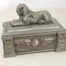 Antique Egyptian Revival Sphinx Stamp Box tobacco box King Tut Winged Beetle