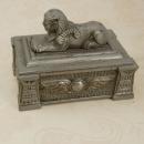 Antique Egyptian Revival Sphinx Stamp Box tobacco box King Tut Winged Beetle