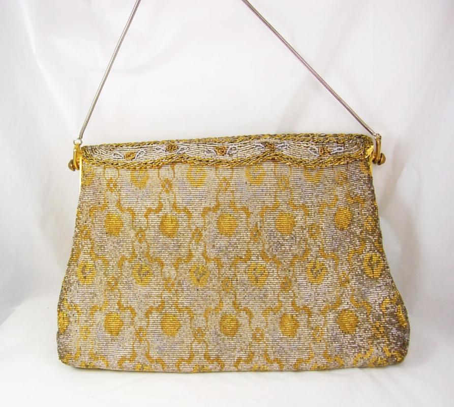 Vintage Hand made in France purse micro beaded french clutch