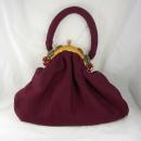 Gorgeous Vintage Bakelite catalin Purse multi colored Jeweled clasp aubergine wool