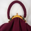 Gorgeous Vintage Bakelite catalin Purse multi colored Jeweled clasp aubergine wool