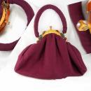 Gorgeous Vintage Bakelite catalin Purse multi colored Jeweled clasp aubergine wool