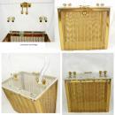 VIntage 1950's Lucite and herringbone brass box purse Industrial Retro design