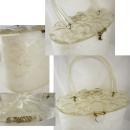 Vintage White Carved Lucite Purse Marbelized sides Carved flower top