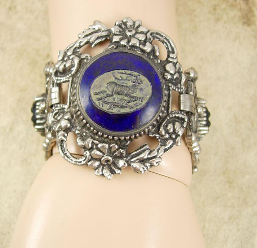 Vintage Czech GLass HUGE victorian bracelet Gothic mythical cabs