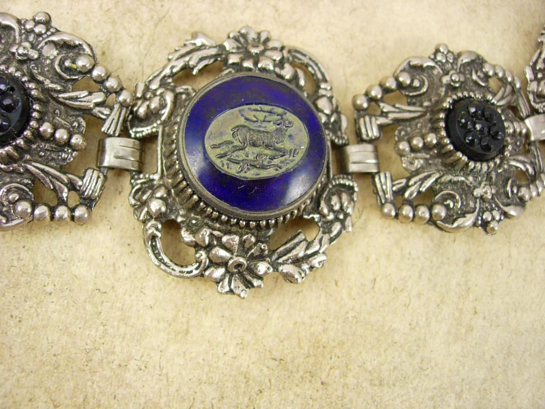 Vintage Czech GLass HUGE victorian bracelet Gothic mythical cabs