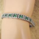 Vintage ART DECO FILIGREE Bracelet 85 green glass Stones GRILL work hinged bracelet