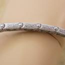 Vintage ART DECO FILIGREE Bracelet 85 green glass Stones GRILL work hinged bracelet