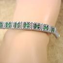 Vintage ART DECO FILIGREE Bracelet 85 green glass Stones GRILL work hinged bracelet