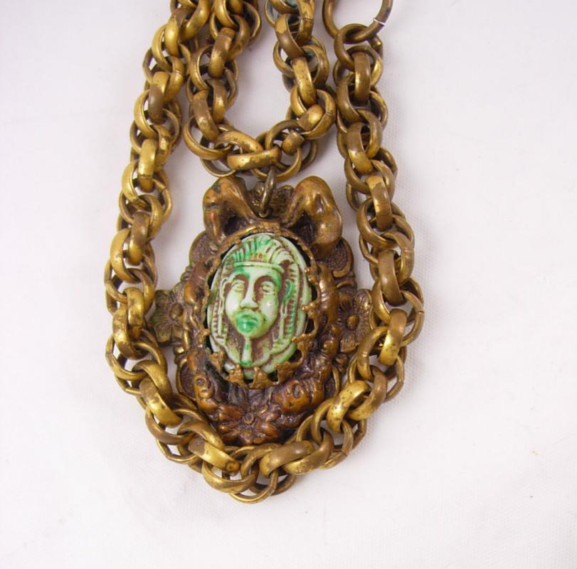 Vintage DECO Egyptian REVIVAL Czech necklace Pharaoh head