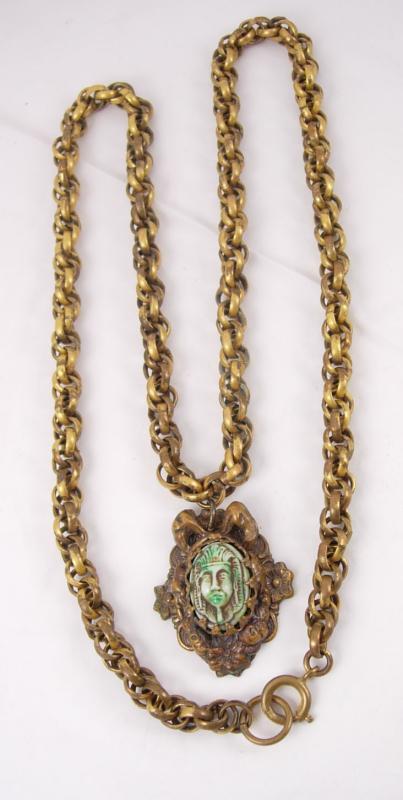 Vintage DECO Egyptian REVIVAL Czech necklace Pharaoh head