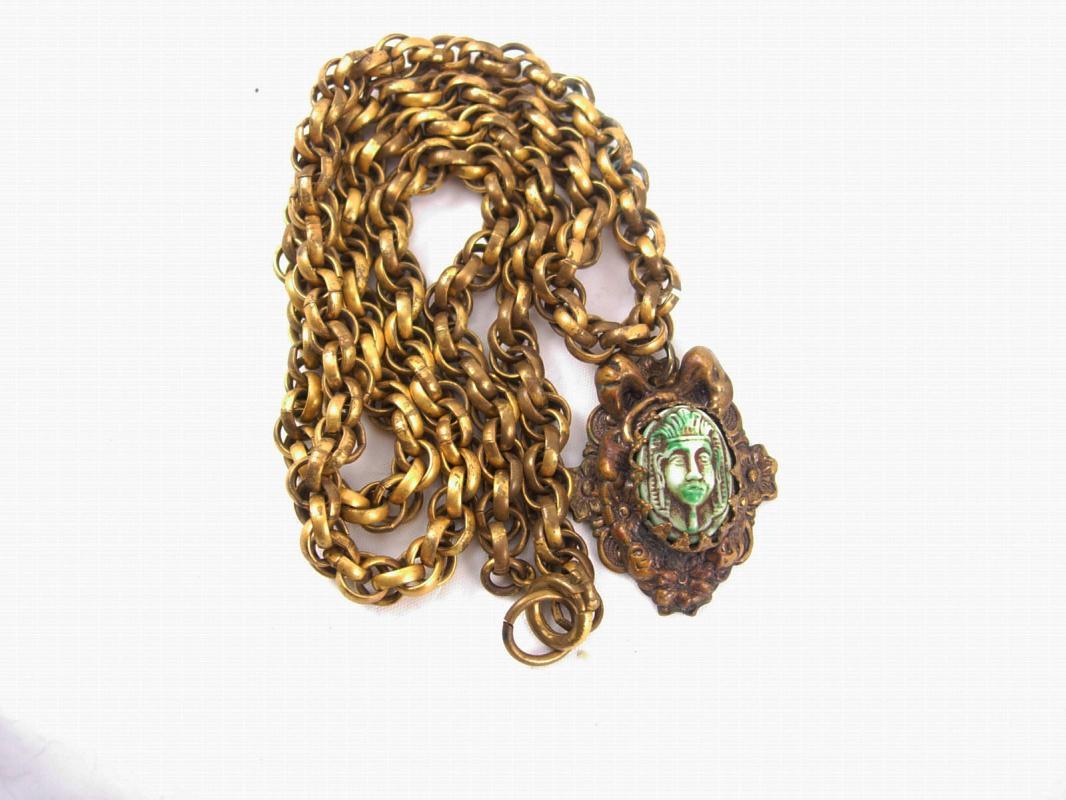 Vintage DECO Egyptian REVIVAL Czech necklace Pharaoh head
