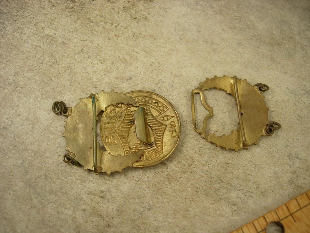 ANTIQUE ENAMEL Egyptian HEAD BUCKLE set