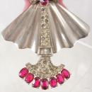 Vintage Trifari rhinestone Brooch mechanical SWINGING faux pink ruby pendulum