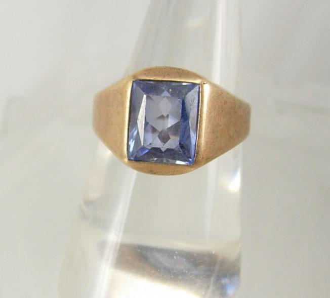 Vintage DECo 10KT GOLD blue topaz heavy ring Man or woman