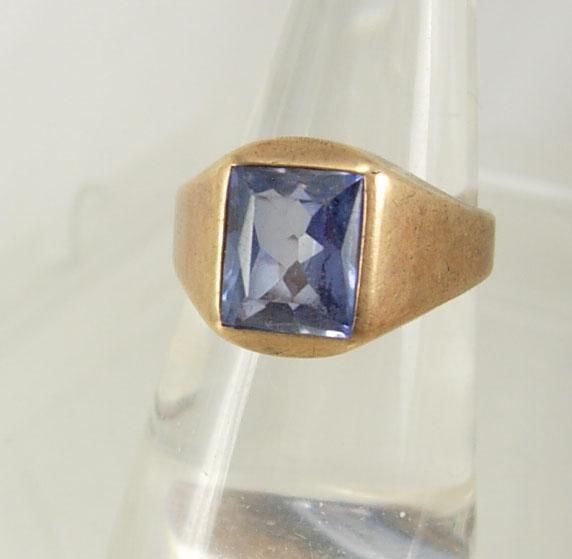 Vintage DECo 10KT GOLD blue topaz heavy ring Man or woman