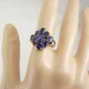 VIntage Blue sapphire Gold ring Cocktail Cluster Genuine 9 Sapphires large setting size 7 1/2